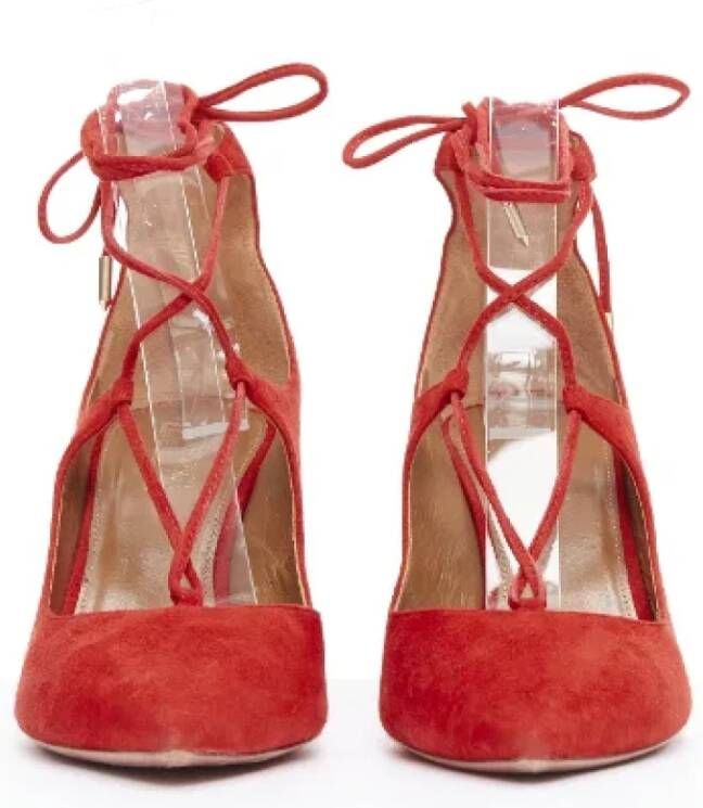 Aquazzura Pre-owned Suede heels Red Dames