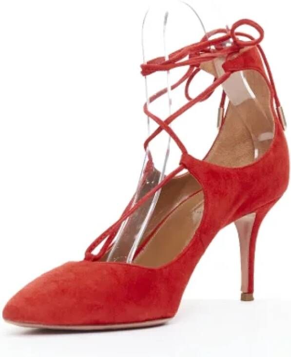 Aquazzura Pre-owned Suede heels Red Dames