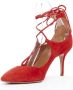 Aquazzura Pre-owned Suede heels Red Dames - Thumbnail 4