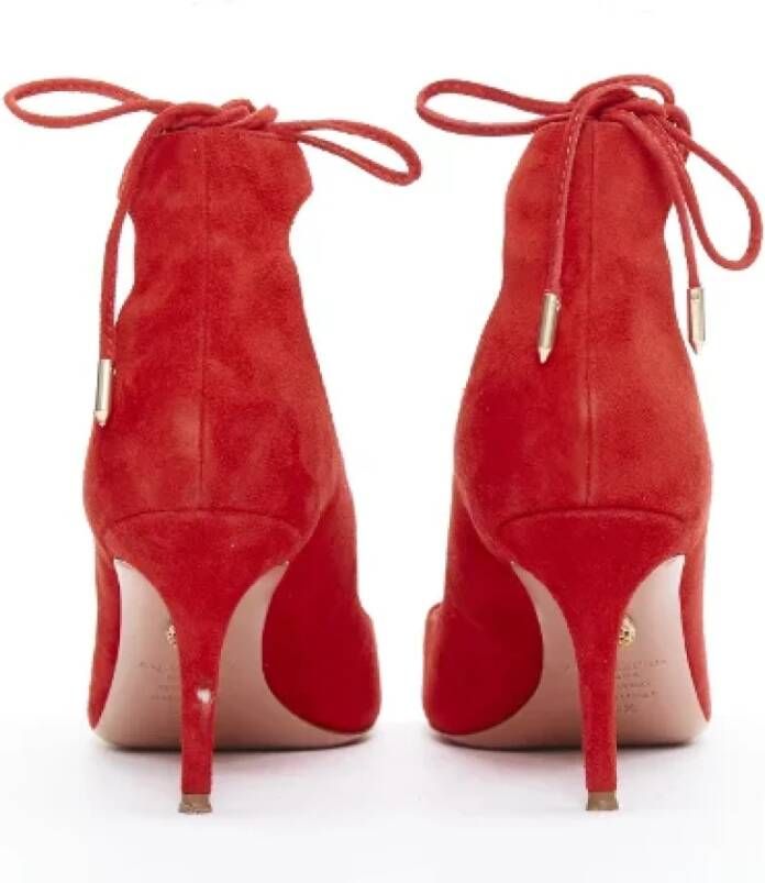 Aquazzura Pre-owned Suede heels Red Dames