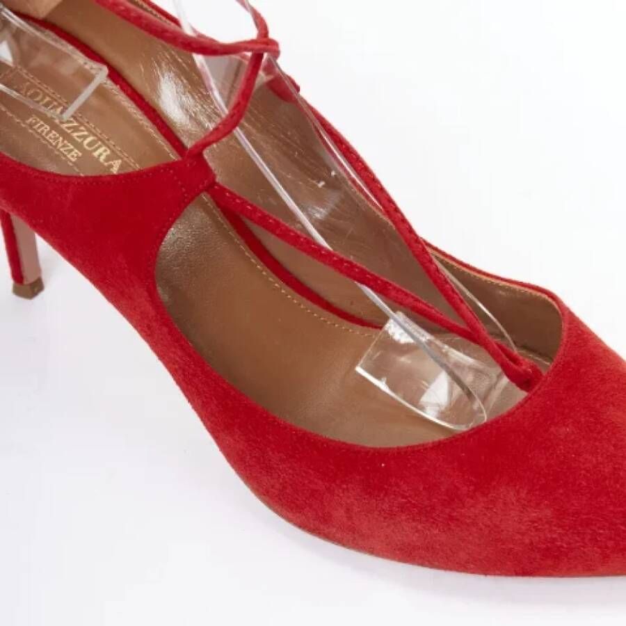 Aquazzura Pre-owned Suede heels Red Dames