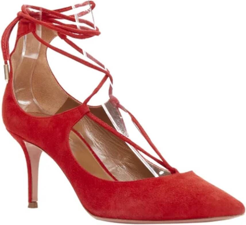 Aquazzura Pre-owned Suede heels Red Dames