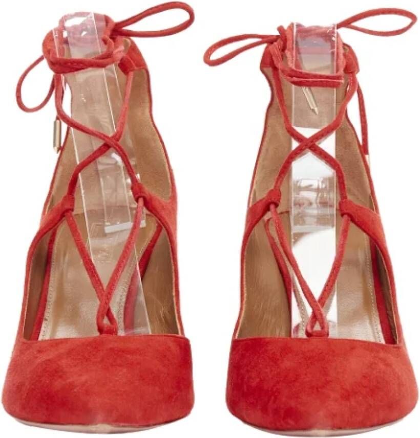 Aquazzura Pre-owned Suede heels Red Dames