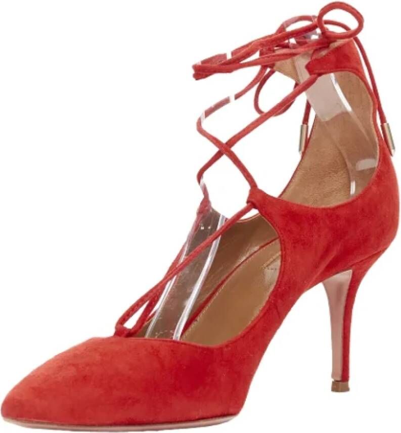 Aquazzura Pre-owned Suede heels Red Dames