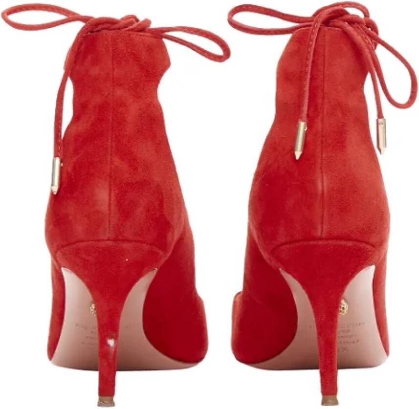 Aquazzura Pre-owned Suede heels Red Dames