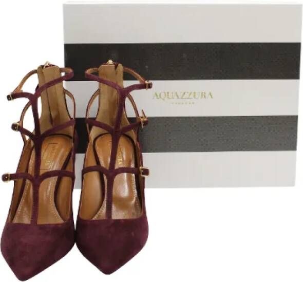 Aquazzura Pre-owned Suede heels Red Dames