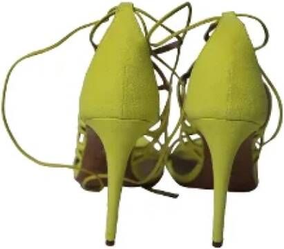 Aquazzura Pre-owned Suede heels Yellow Dames