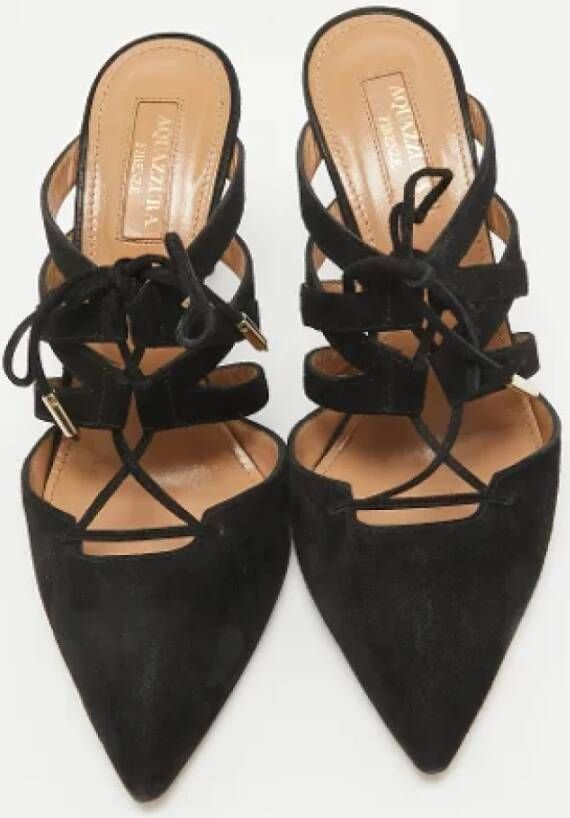 Aquazzura Pre-owned Suede mules Black Dames