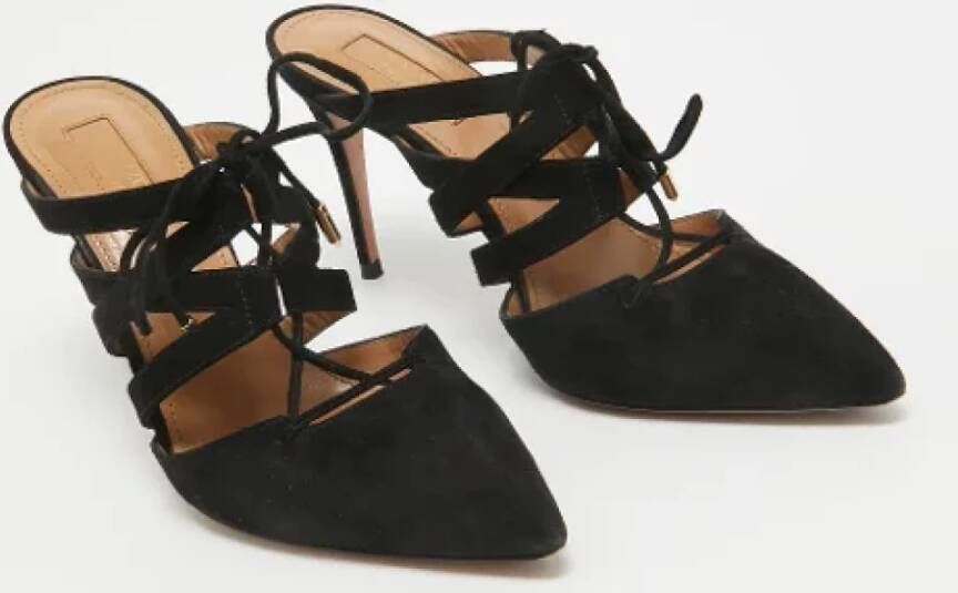 Aquazzura Pre-owned Suede mules Black Dames