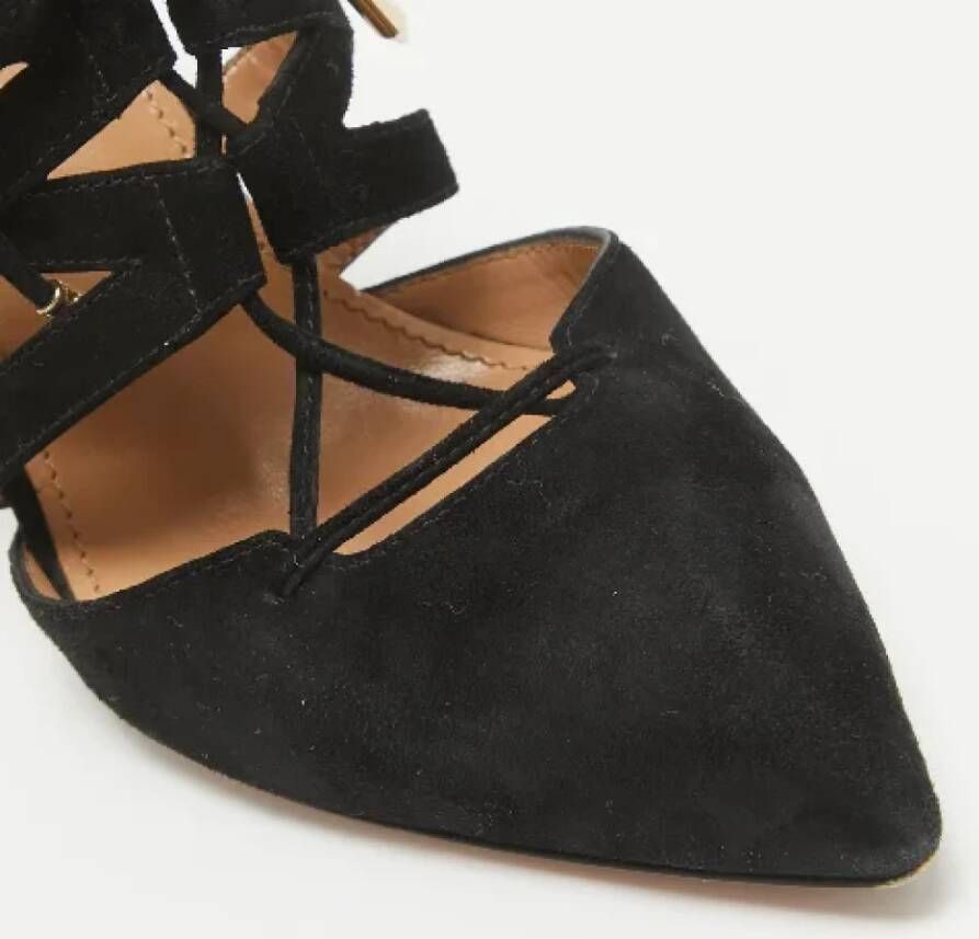 Aquazzura Pre-owned Suede mules Black Dames