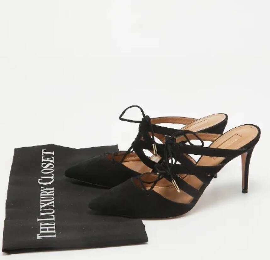 Aquazzura Pre-owned Suede mules Black Dames