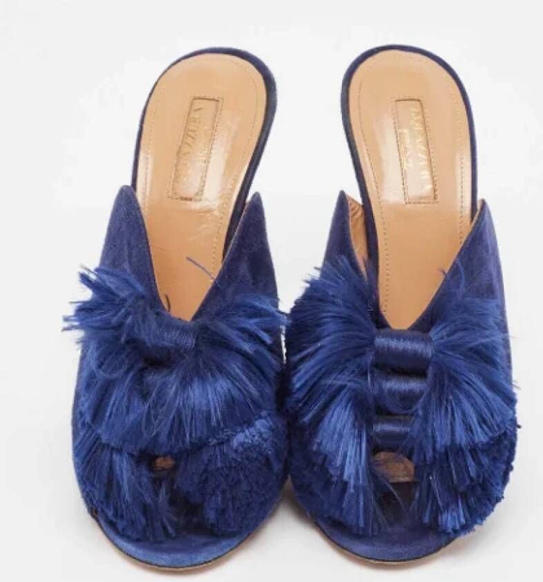 Aquazzura Pre-owned Suede mules Blue Dames