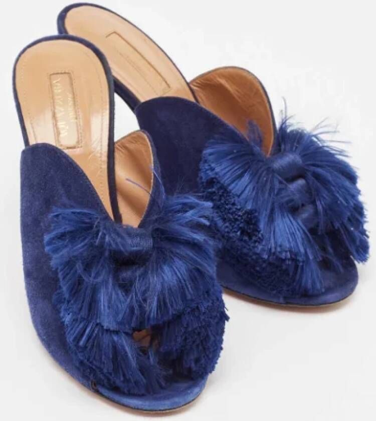 Aquazzura Pre-owned Suede mules Blue Dames