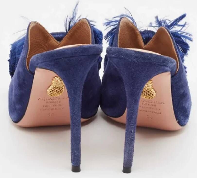 Aquazzura Pre-owned Suede mules Blue Dames