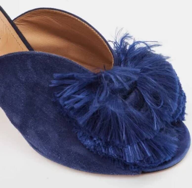 Aquazzura Pre-owned Suede mules Blue Dames