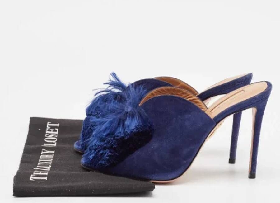 Aquazzura Pre-owned Suede mules Blue Dames