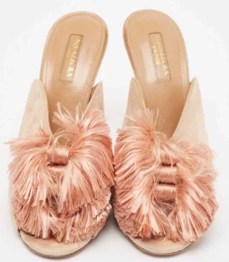 Aquazzura Pre-owned Suede mules Pink Dames