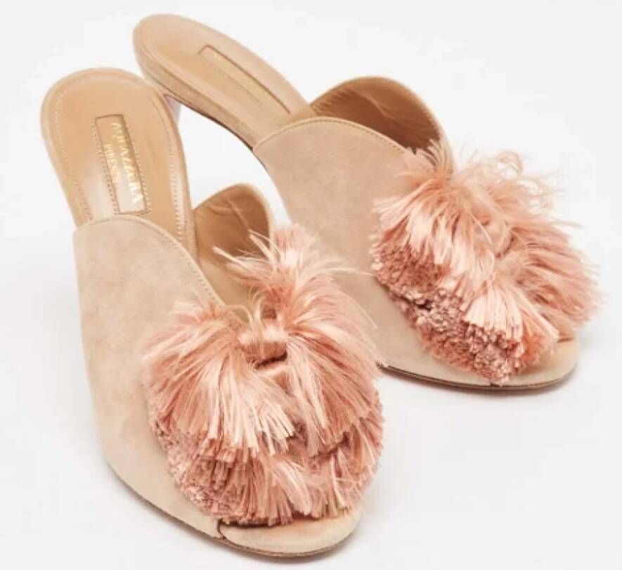 Aquazzura Pre-owned Suede mules Pink Dames