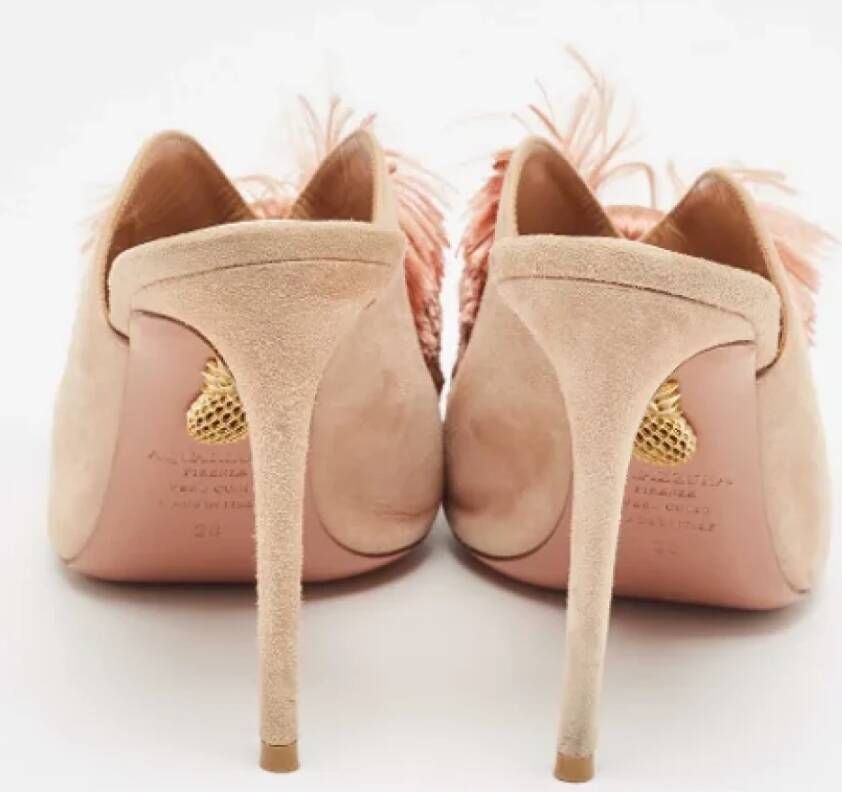 Aquazzura Pre-owned Suede mules Pink Dames