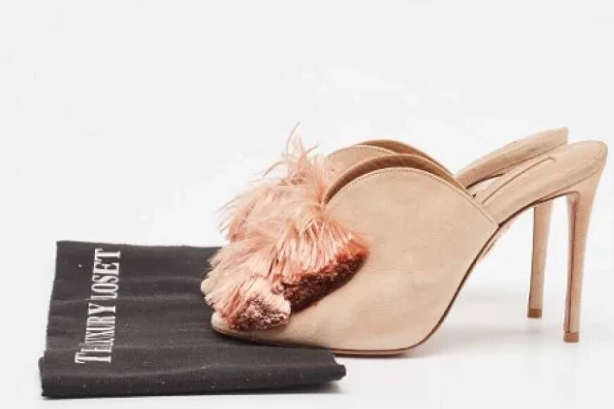 Aquazzura Pre-owned Suede mules Pink Dames