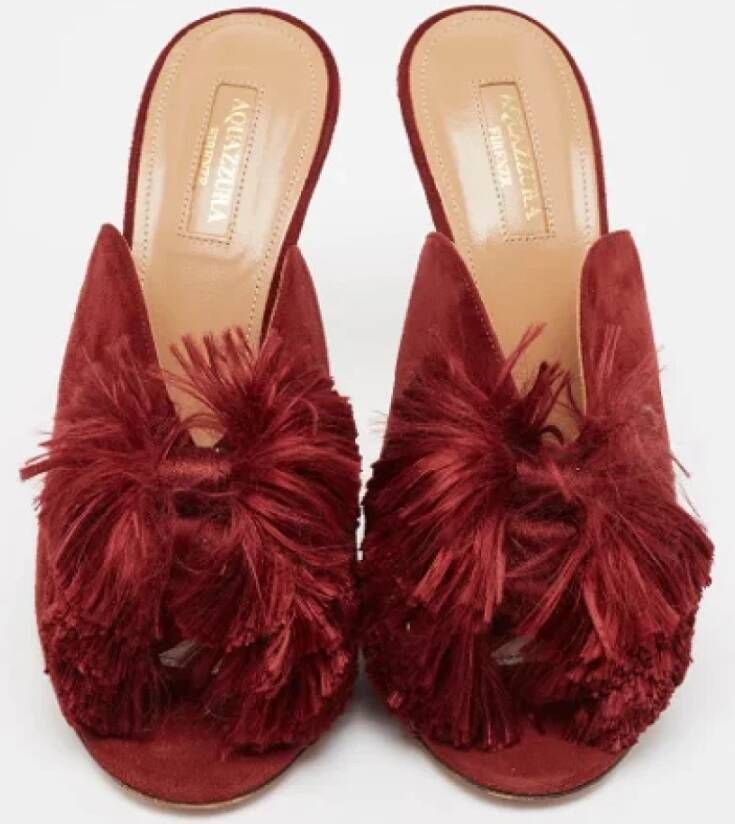 Aquazzura Pre-owned Suede mules Red Dames