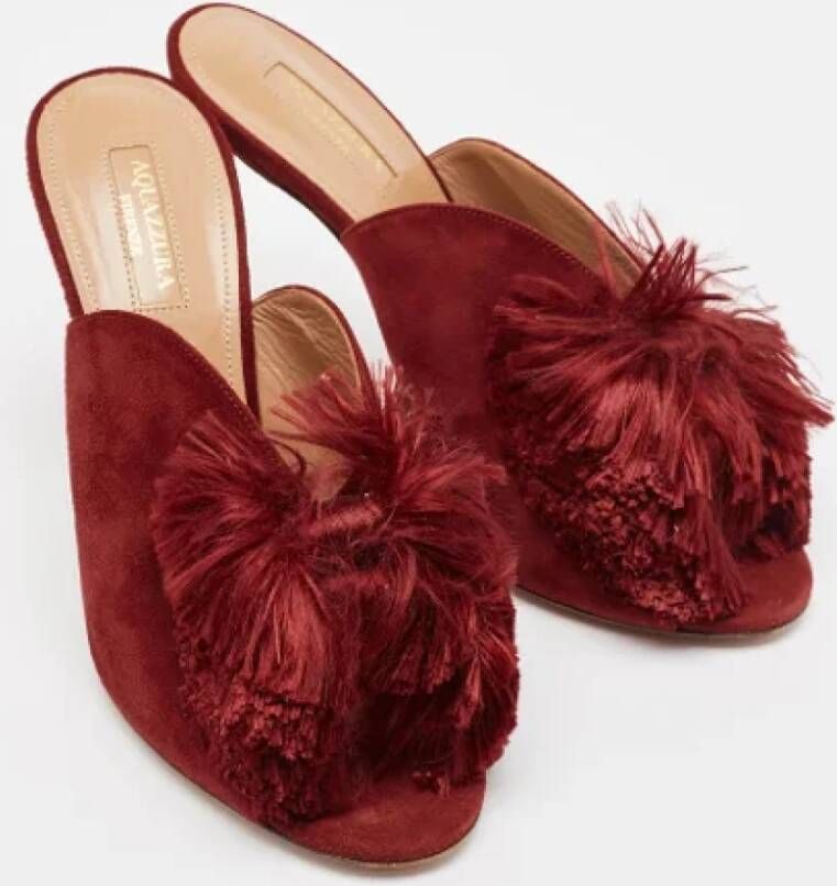 Aquazzura Pre-owned Suede mules Red Dames