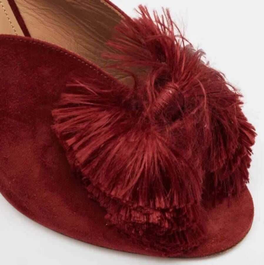 Aquazzura Pre-owned Suede mules Red Dames