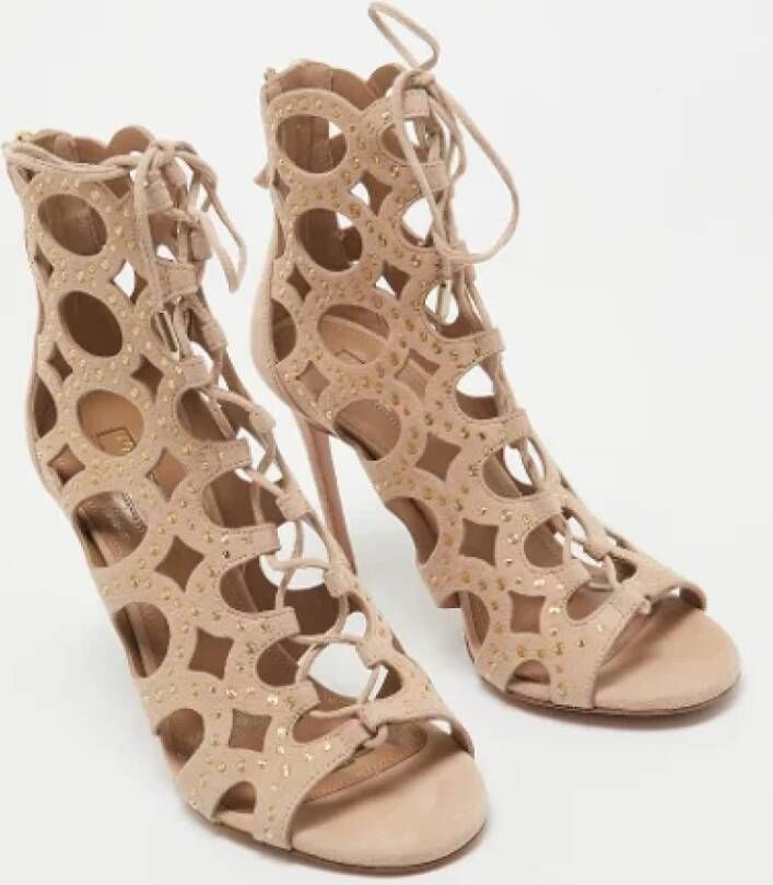 Aquazzura Pre-owned Suede sandals Beige Dames