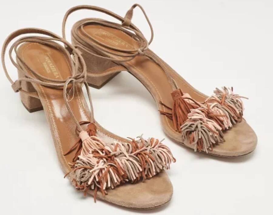 Aquazzura Pre-owned Suede sandals Beige Dames