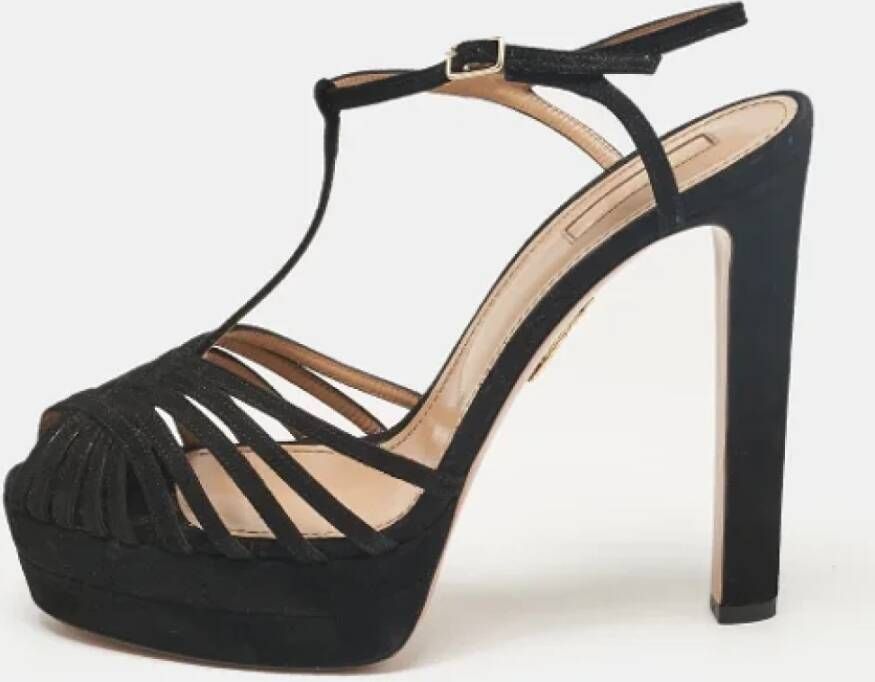 Aquazzura Pre-owned Suede sandals Black Dames