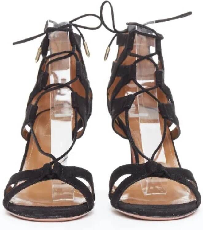 Aquazzura Pre-owned Suede sandals Black Dames