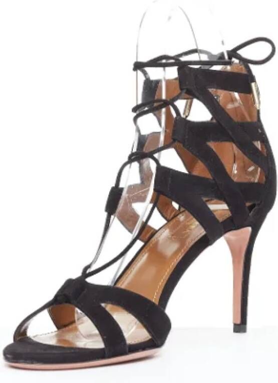 Aquazzura Pre-owned Suede sandals Black Dames