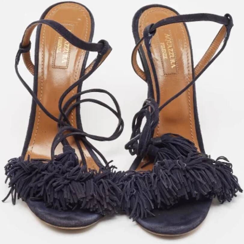 Aquazzura Pre-owned Suede sandals Blue Dames