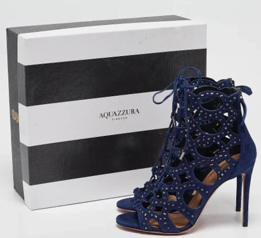 Aquazzura Pre-owned Suede sandals Blue Dames