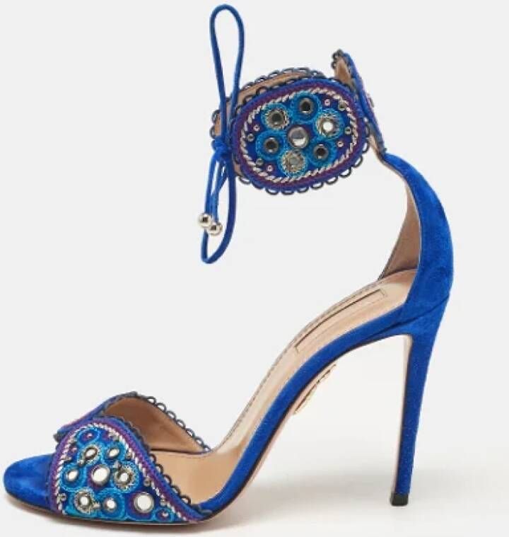 Aquazzura Pre-owned Suede sandals Blue Dames