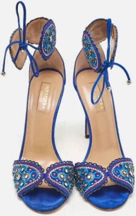 Aquazzura Pre-owned Suede sandals Blue Dames