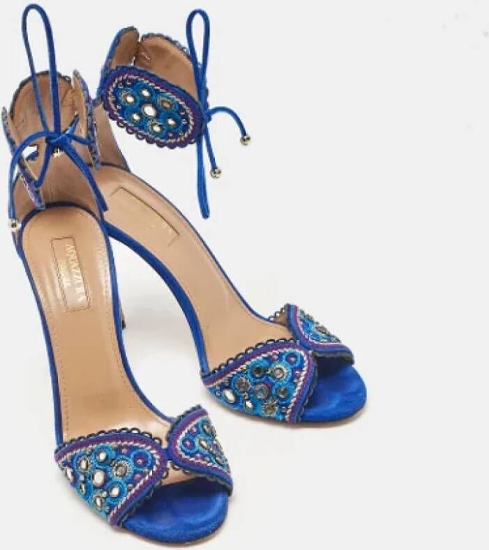 Aquazzura Pre-owned Suede sandals Blue Dames