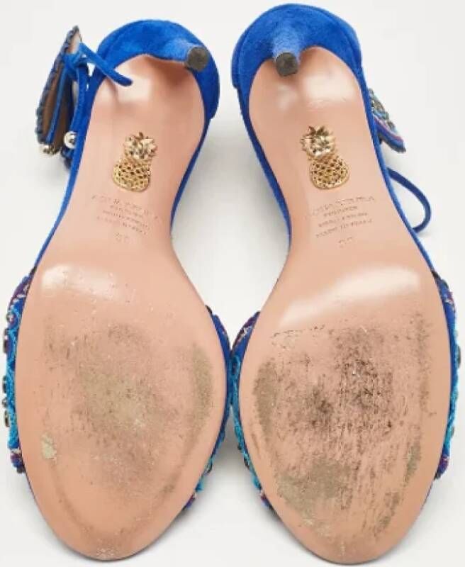 Aquazzura Pre-owned Suede sandals Blue Dames