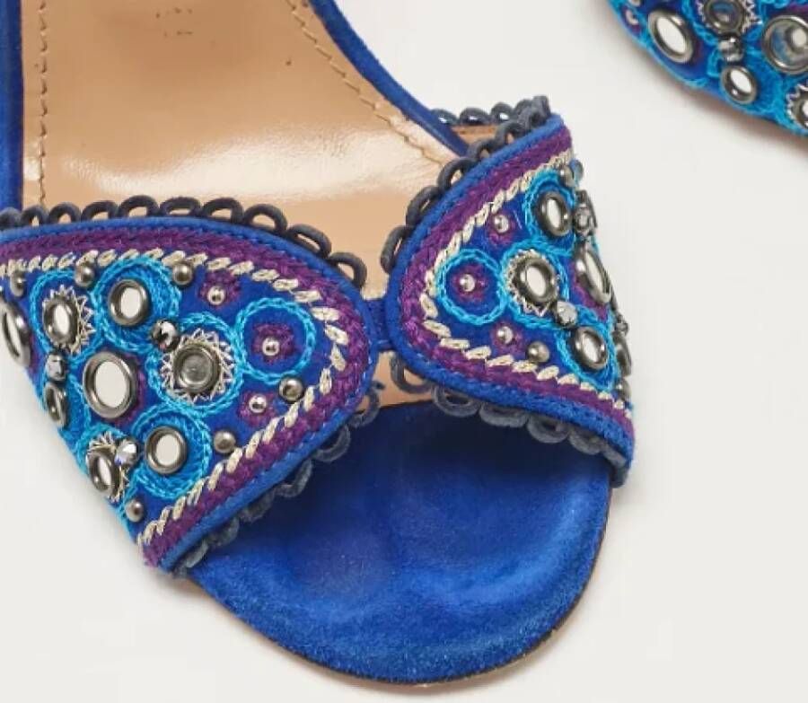 Aquazzura Pre-owned Suede sandals Blue Dames