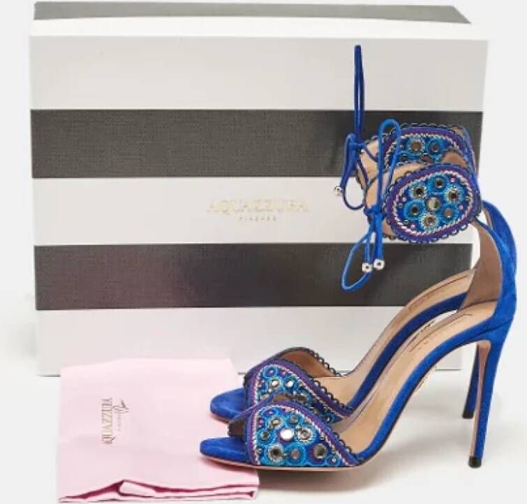 Aquazzura Pre-owned Suede sandals Blue Dames