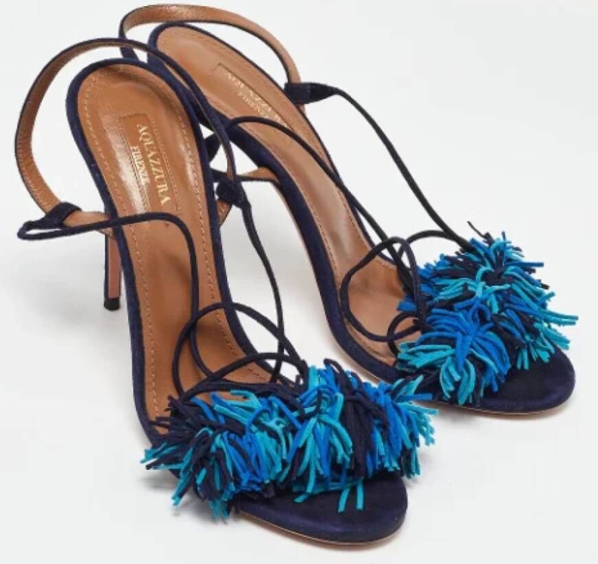 Aquazzura Pre-owned Suede sandals Blue Dames