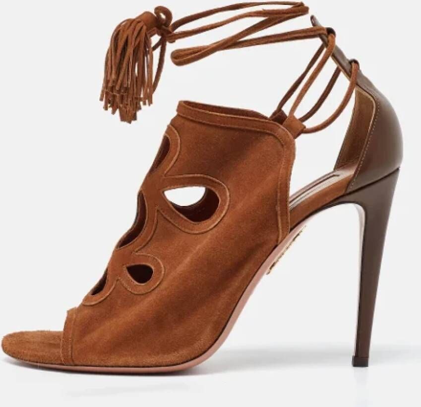 Aquazzura Pre-owned Suede sandals Brown Dames