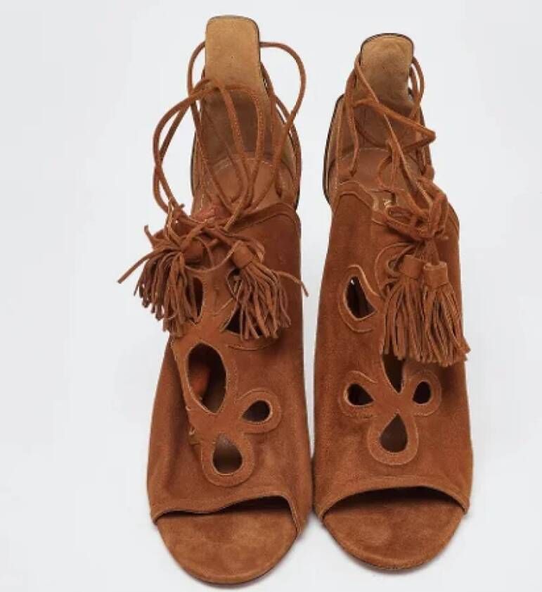 Aquazzura Pre-owned Suede sandals Brown Dames