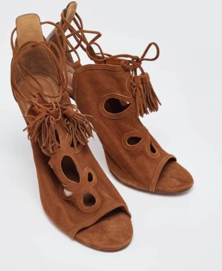 Aquazzura Pre-owned Suede sandals Brown Dames