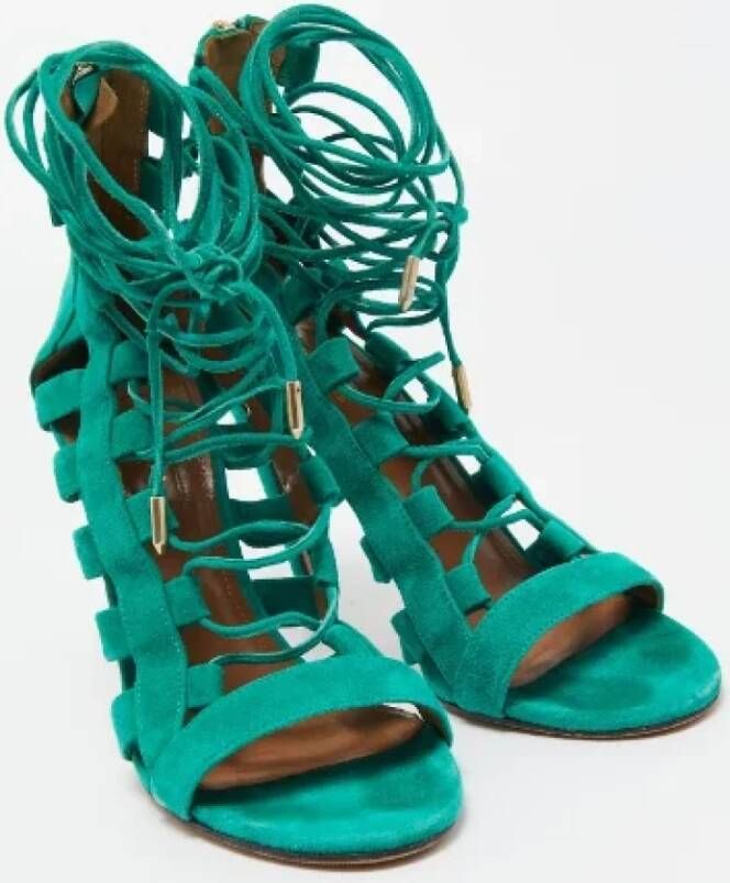 Aquazzura Pre-owned Suede sandals Green Dames