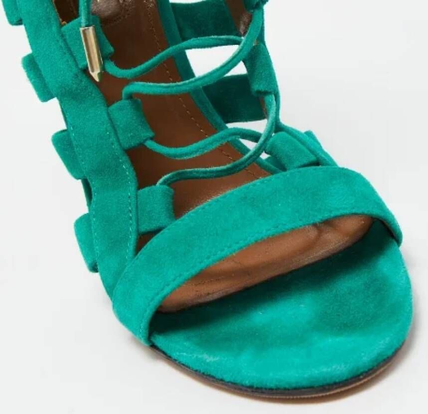 Aquazzura Pre-owned Suede sandals Green Dames