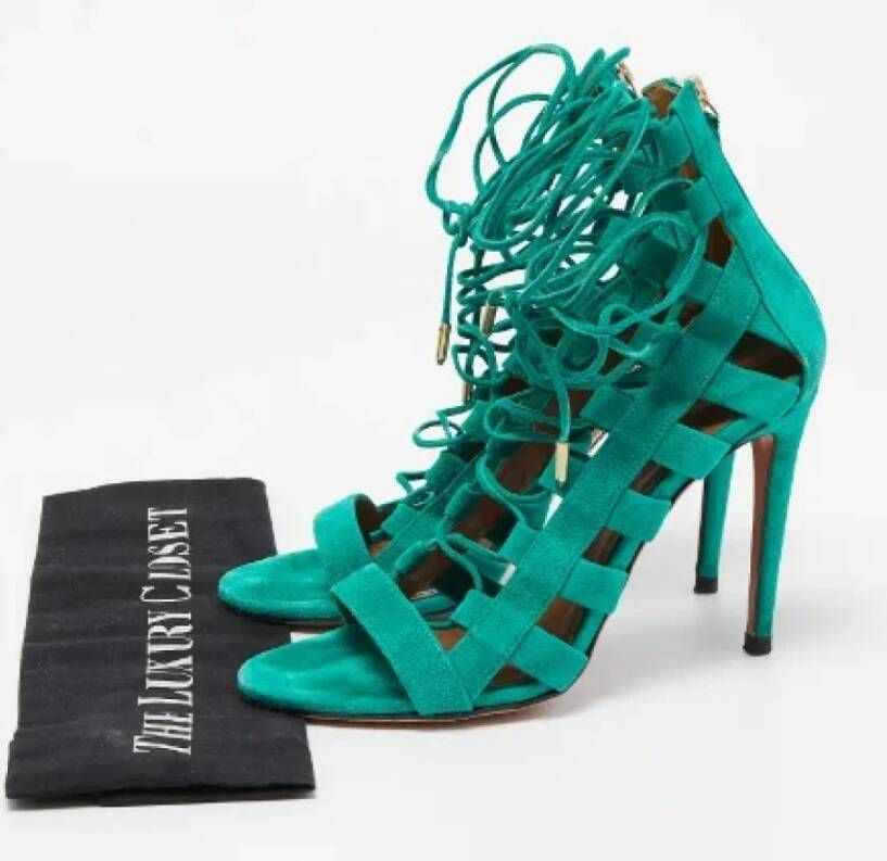 Aquazzura Pre-owned Suede sandals Green Dames