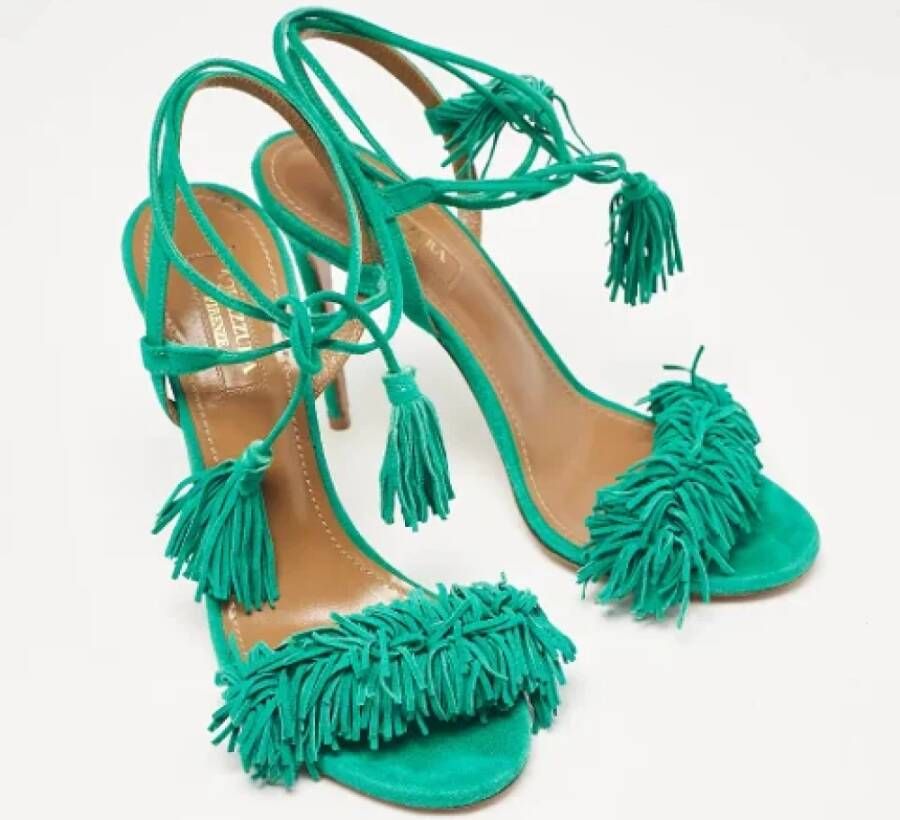 Aquazzura Pre-owned Suede sandals Green Dames