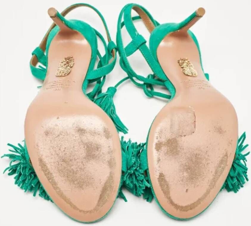 Aquazzura Pre-owned Suede sandals Green Dames