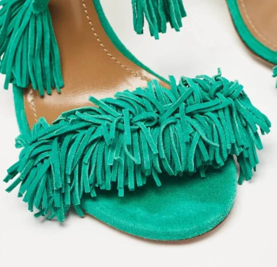 Aquazzura Pre-owned Suede sandals Green Dames